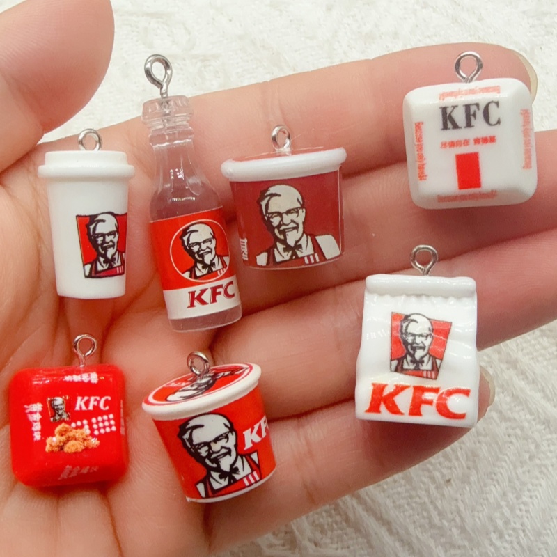 Event Party - 10pcs cartoon resin food bag keychain,