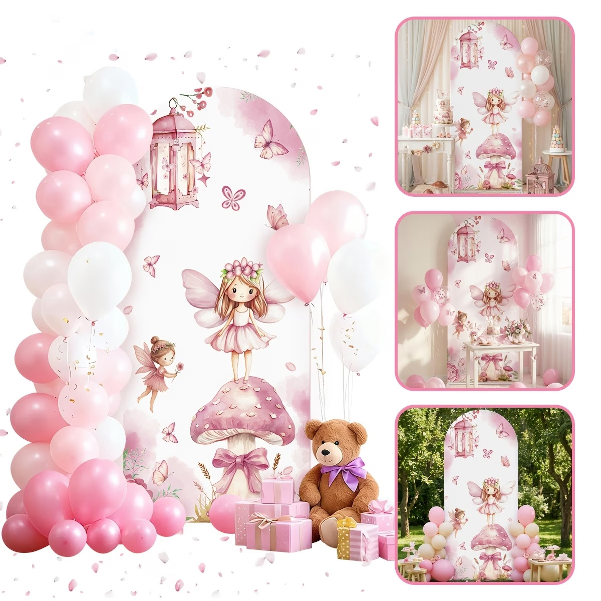 Fairy And Mushroom Background  - đánh giá và giá Dessert Table Backdrop