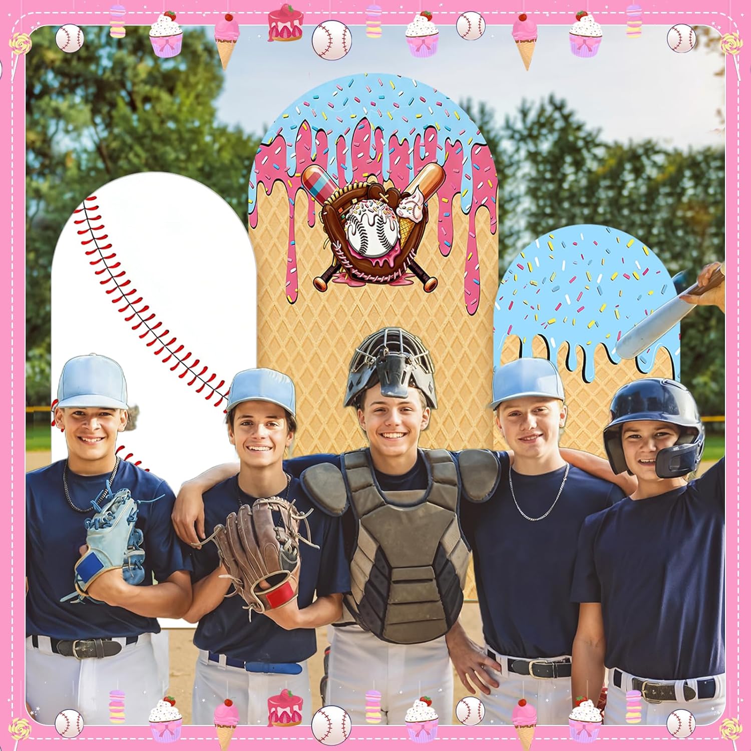 Baseball Ice Cream Drip Arch B - đánh giá và giá Dessert Table Backdrop