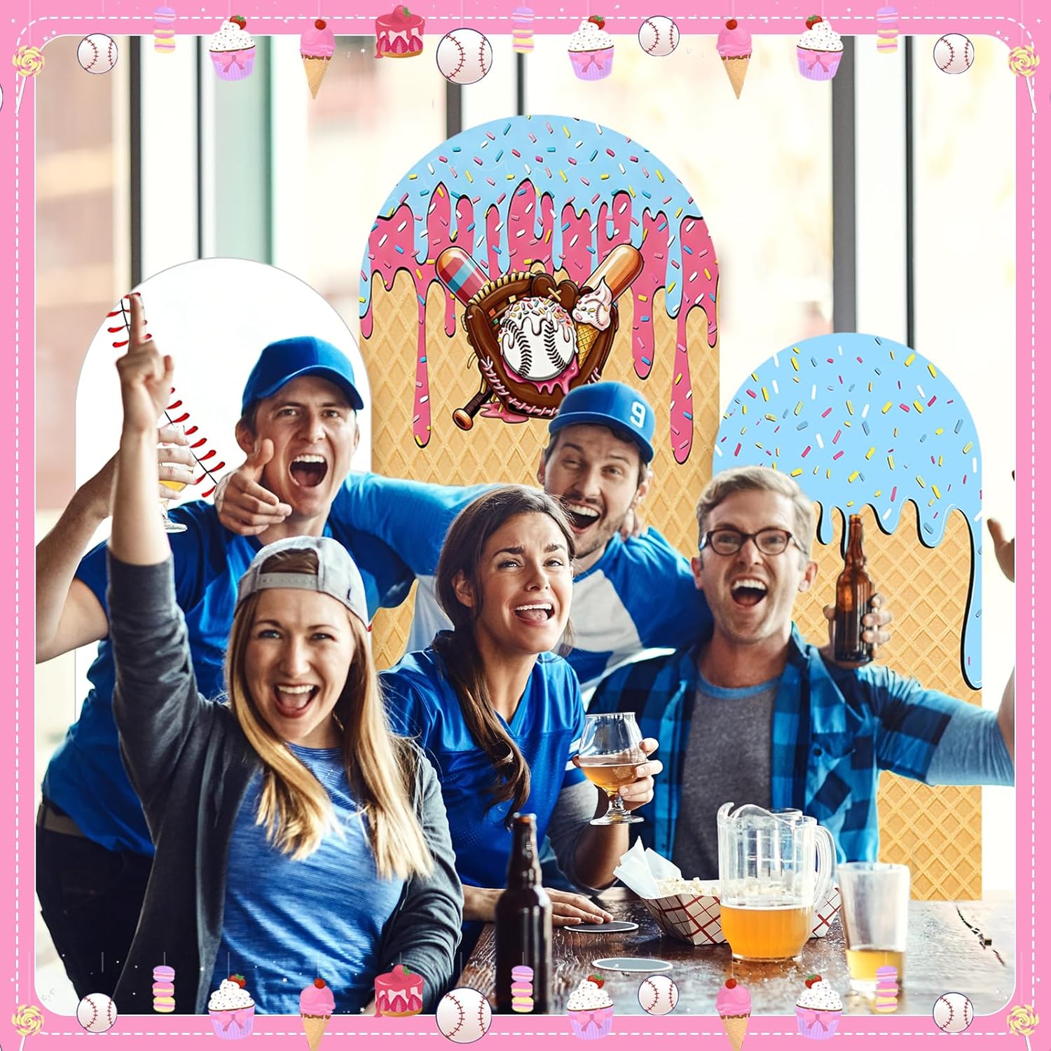 Baseball Ice Cream Drip Arch B - đánh giá và giá Dessert Table Backdrop