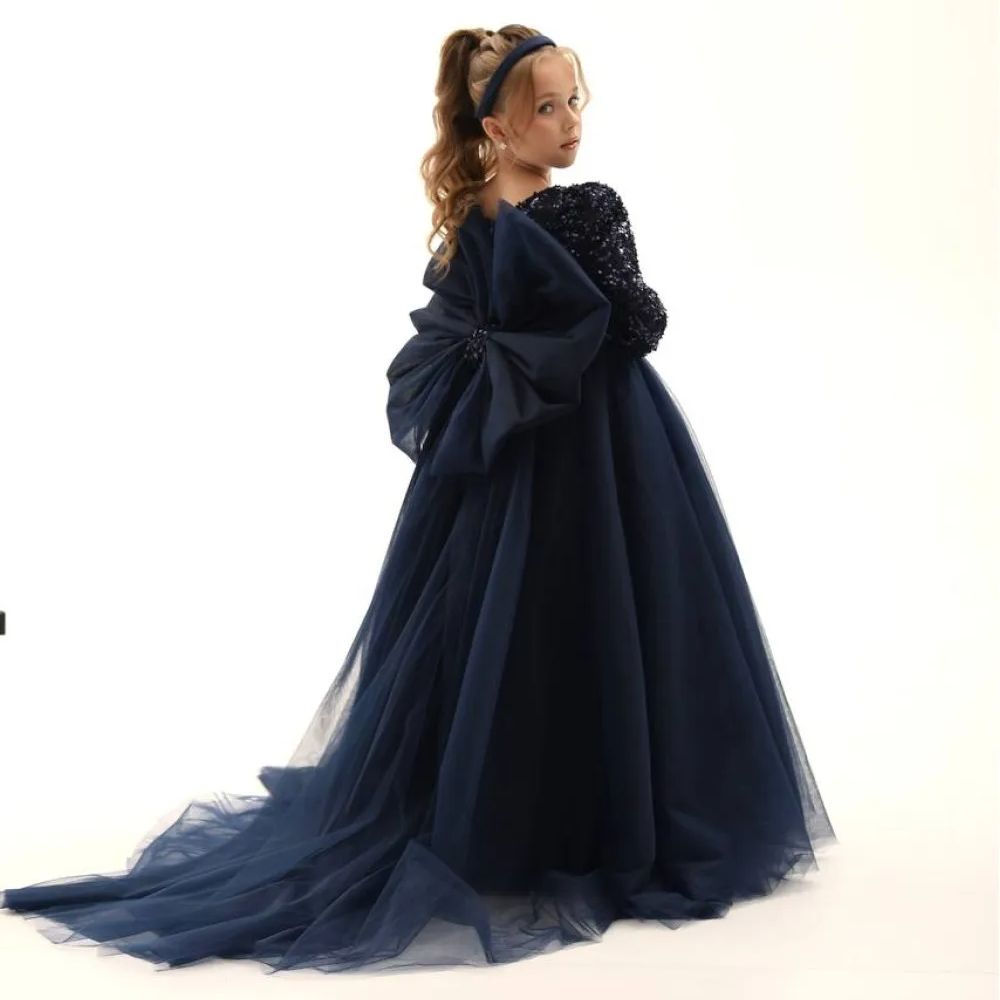 Dark Navy Flower Girl Dresses  - đánh giá và giá Glitter Tablecloth