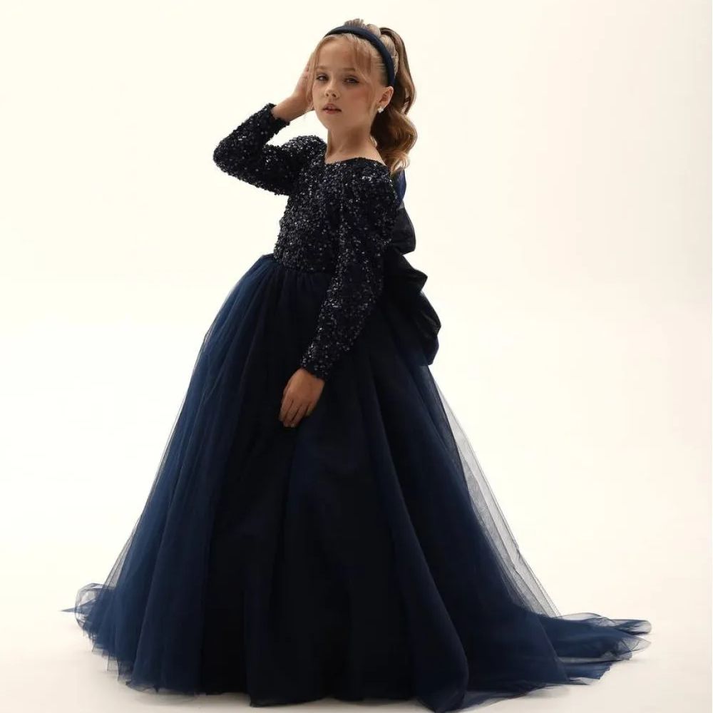 Dark Navy Flower Girl Dresses  - đánh giá và giá Glitter Tablecloth