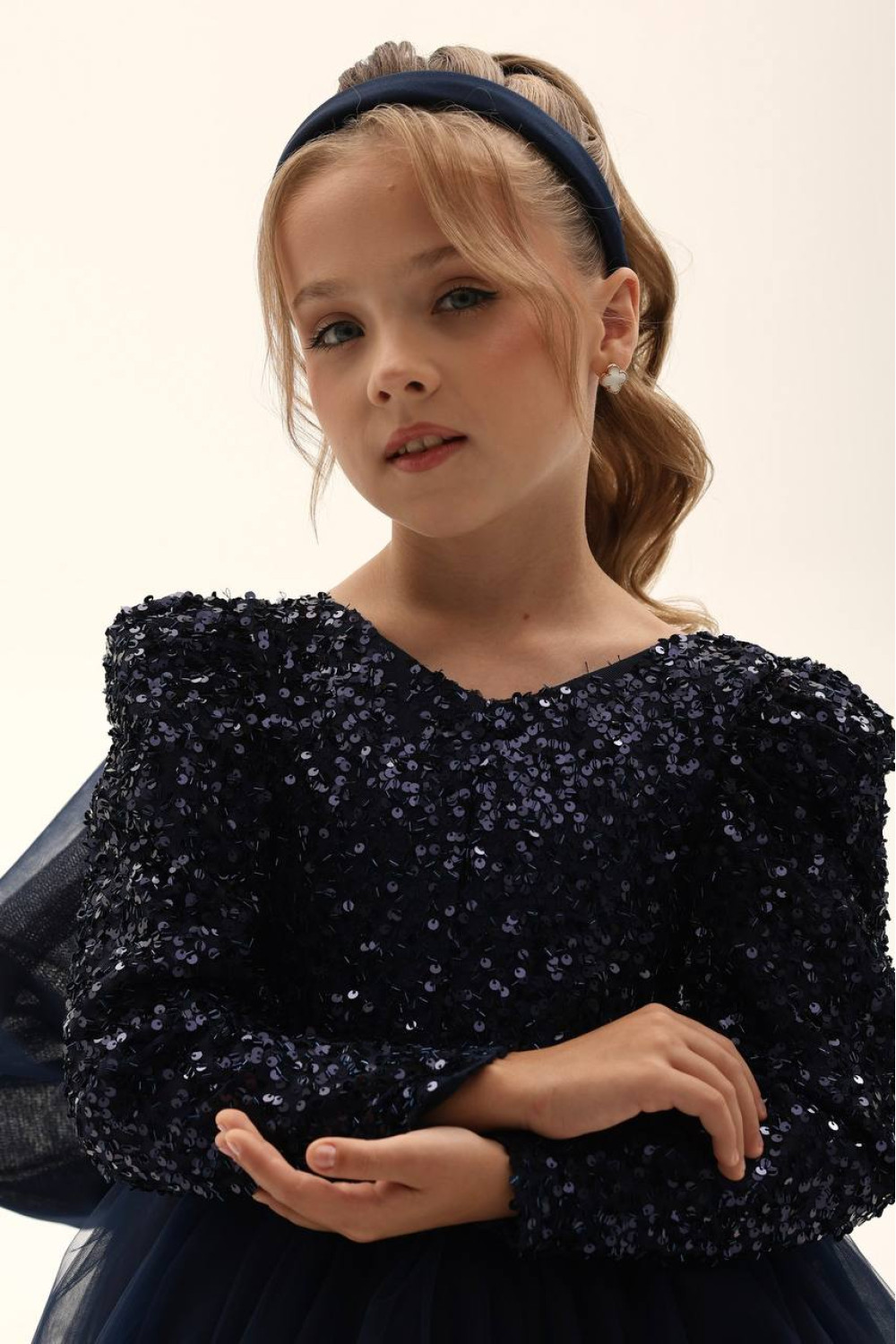 Dark Navy Flower Girl Dresses  - đánh giá và giá Glitter Tablecloth