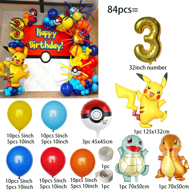 84pcs Pikachu Party Balloons G - đánh giá và giá Balloon Arch Kit