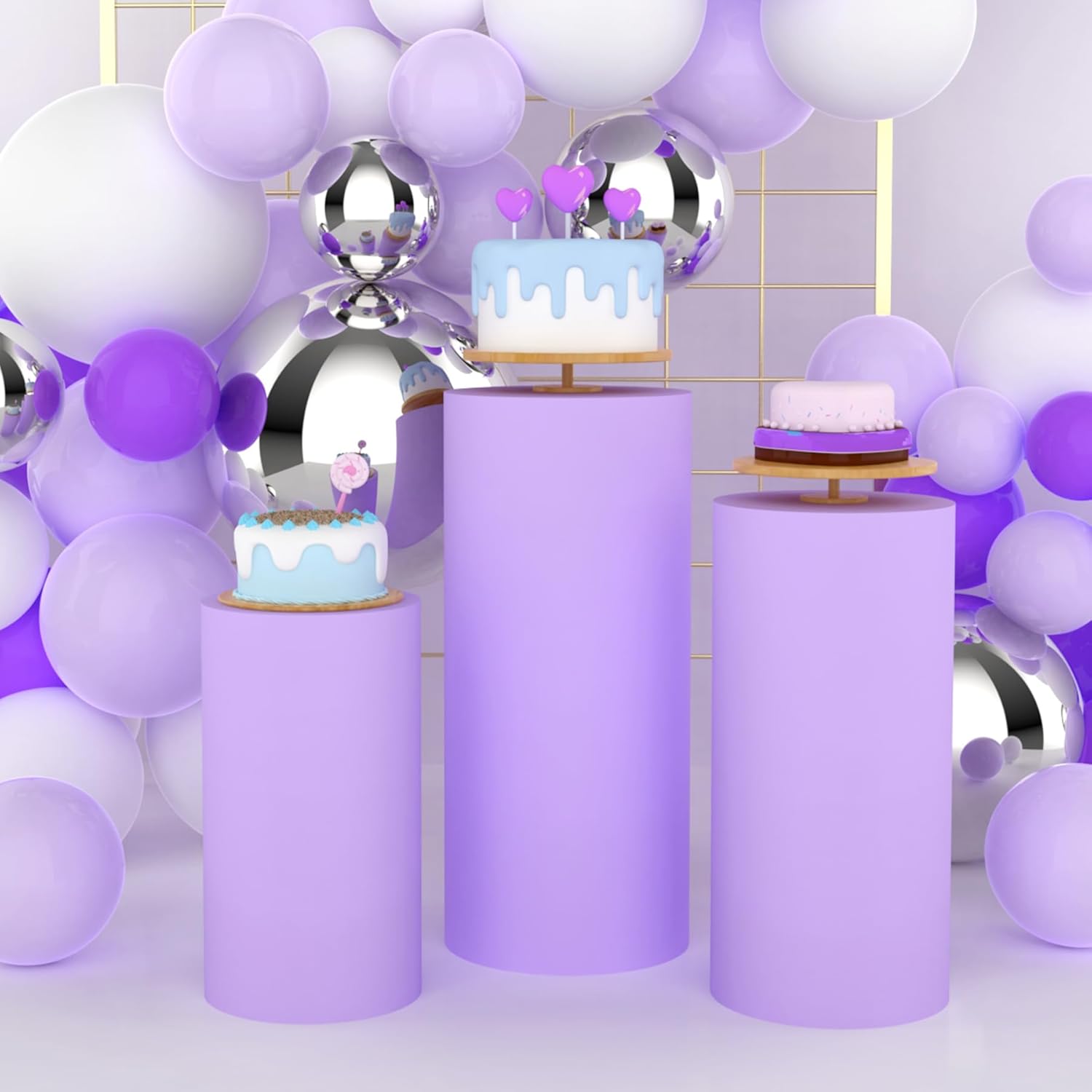 Yeele Purple Cylinder Stand Co - đánh giá và giá Dessert Table Backdrop