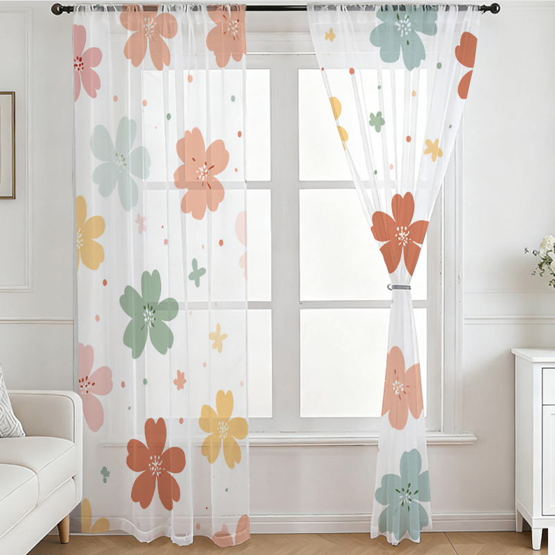 2PCS Digital Printing Sheer Cu - đánh giá và giá Flower Wall Panel