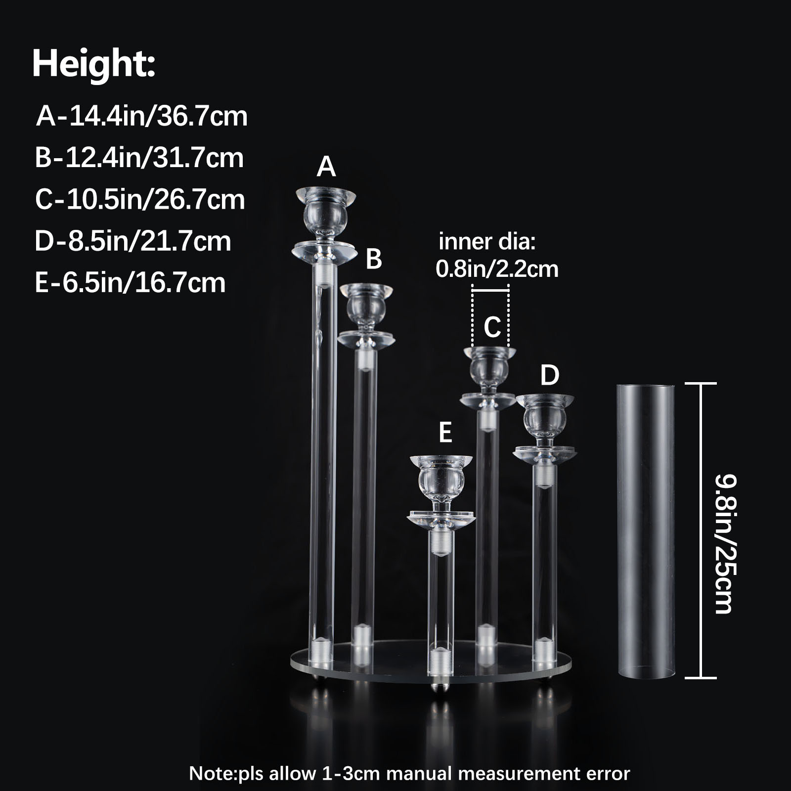 Clear Acrylic 5 Arm Candlestic - đánh giá và giá Centerpiece Stick
